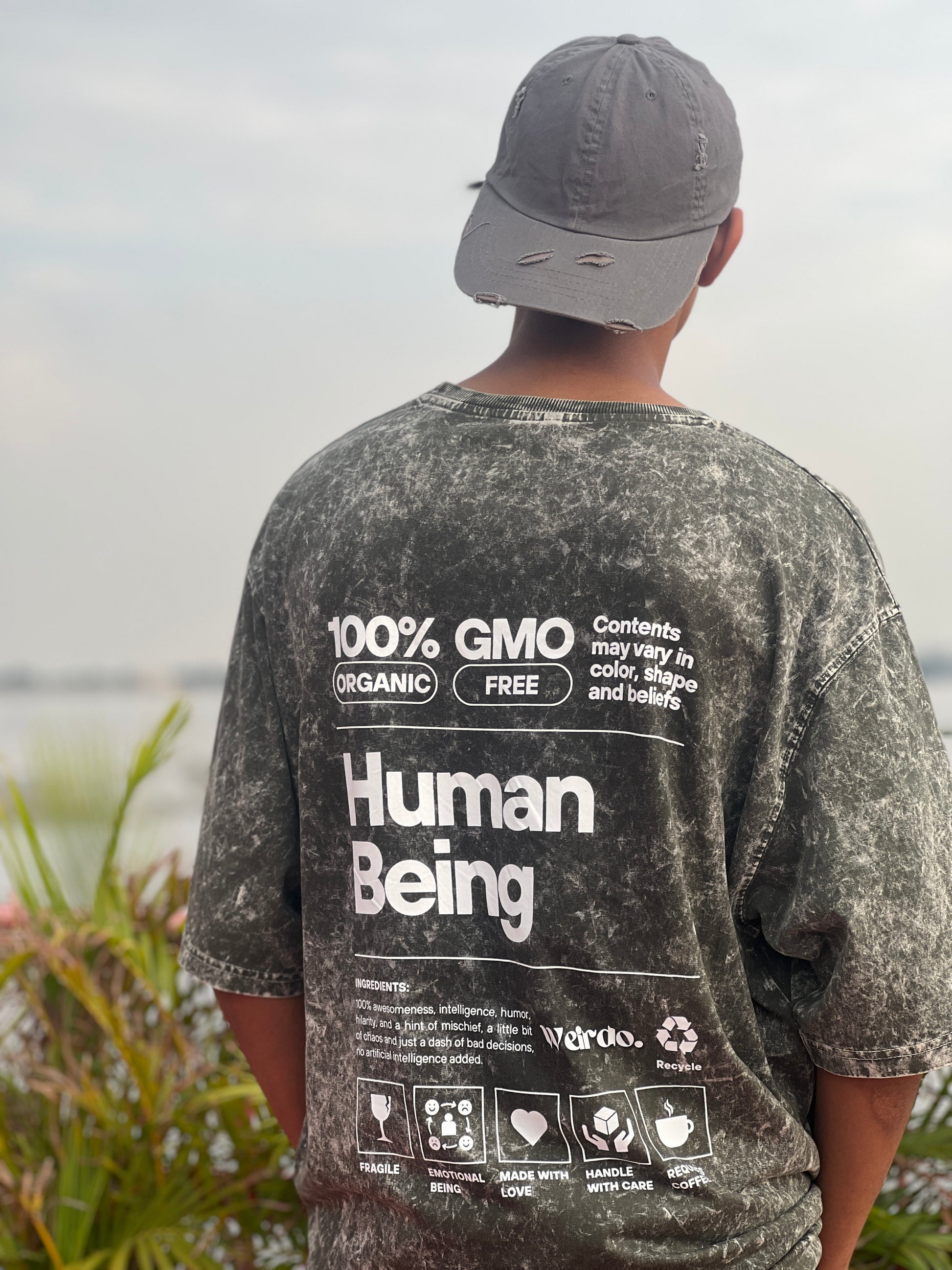 Human Being Design | Unisex Acid Wash Oversized Tee | UC61