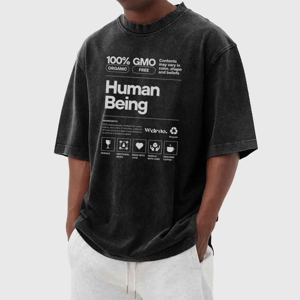 Human Being Design | Unisex Acid Wash Oversized Tee | UC61