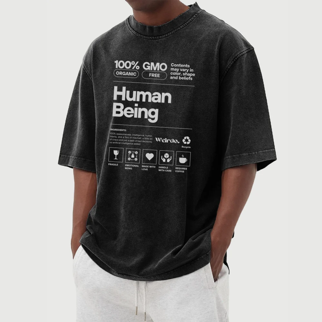 Human Being Design | Unisex Acid Wash Oversized Tee | UC61