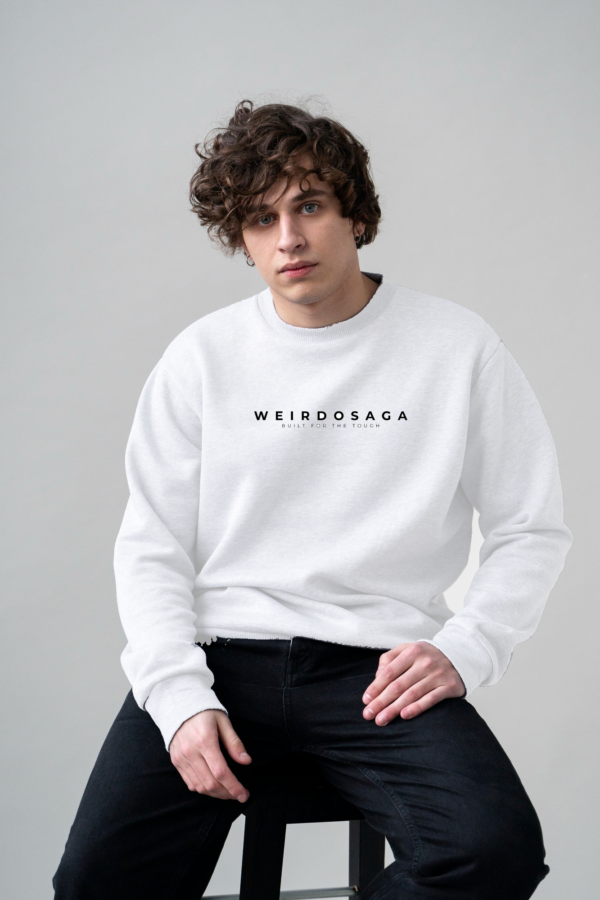 Weirdosaga Unisex White Sweatshirt